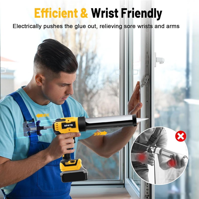 APATB Cordless Caulking Gun Compatible With DeWalt 20V Max Battery, No-Drip Caulking Gun with LED Light, Electric Caulking Gun, Filling and Sealing Tool for Windows, Doors, Floors and Walls (NO Battery) - Image 2